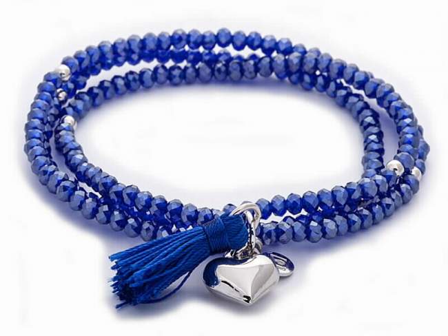 Bracelet ZEN Blue in silver de Marina Garcia Joyas en plata Bracelet in rhodium plated 925 sterling silver with faceted blue Strass glass. (wrist size: 54 cm.)