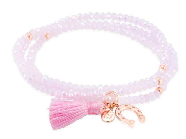 Bracelet ZEN Pink in rose silver de Marina Garcia Joyas en plata Bracelet in 18kt rose gold plated 925 sterling silver with faceted pink Strass glass. (length: 54 cm.)