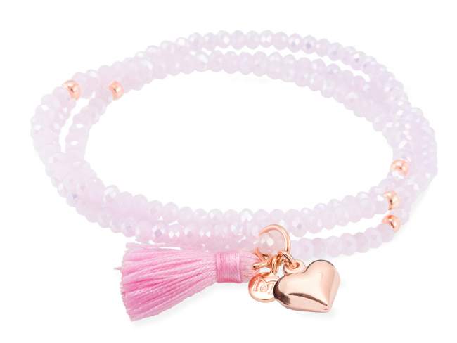 Bracelet ZEN Pink in rose silver de Marina Garcia Joyas en plata Bracelet in 18kt rose gold plated 925 sterling silver with faceted pink Strass glass. (length: 54 cm.)