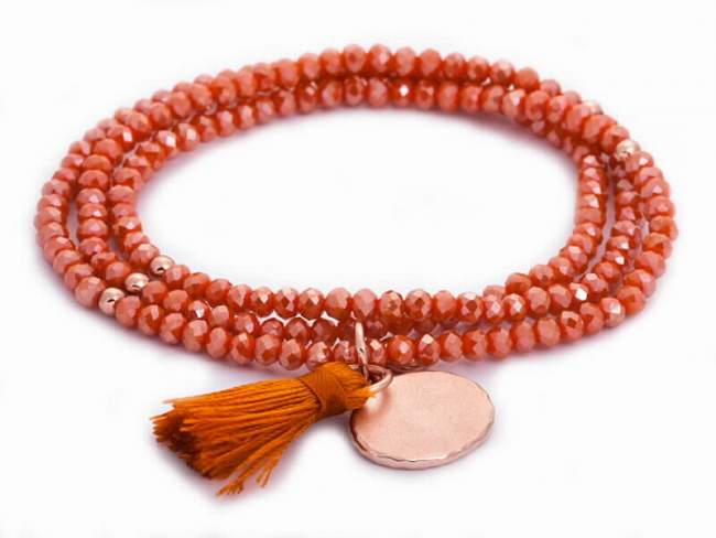 Bracelet ZEN Coral in rose silver de Marina Garcia Joyas en plata Bracelet in 18kt rose gold plated 925 sterling silver with faceted 