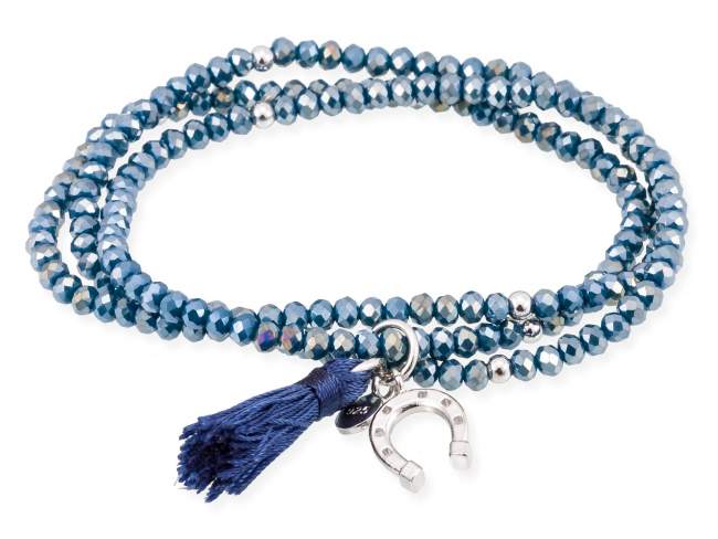 Bracelet ZEN Blue in silver de Marina Garcia Joyas en plata Bracelet in rhodium plated 925 sterling silver with faceted 