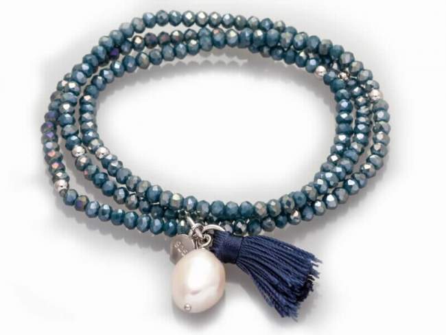 Bracelet ZEN Blue in silver de Marina Garcia Joyas en plata Bracelet in rhodium plated 925 sterling silver with faceted 