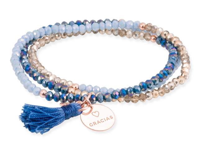 Bracelet ZEN Blue in rose silver de Marina Garcia Joyas en plata Bracelet in 18kt rose gold plated 925 sterling silver and faceted 