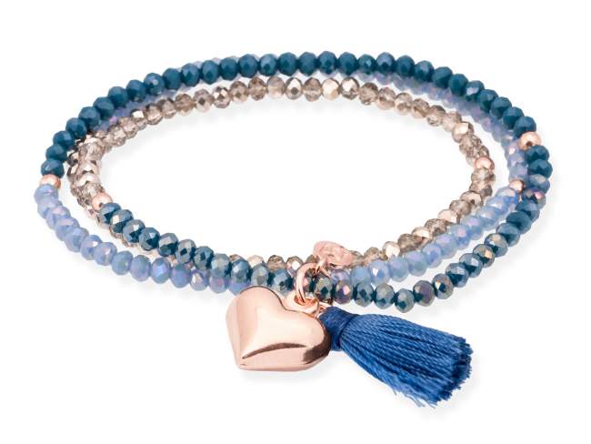 Bracelet ZEN Blue in rose silver de Marina Garcia Joyas en plata Bracelet in 18kt rose gold plated 925 sterling silver and faceted 